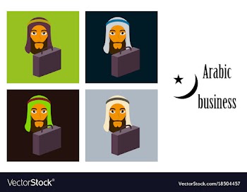 Assembly of flat icons on theme arabic business vector image