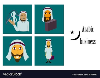 Assembly of flat icons on theme arabic business vector image