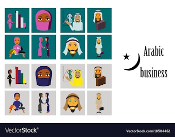 Assembly of flat icons on theme arabic business vector image