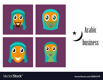 Assembly of flat icons on theme arabic business vector image