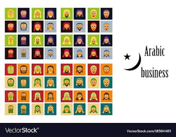 Assembly of flat icons on theme arabic business vector image