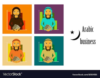 Assembly of flat icons on theme arabic business vector image