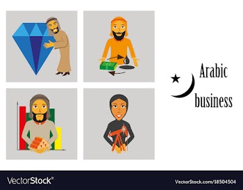 Assembly of flat icons on theme arabic business vector image