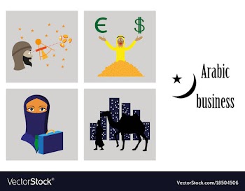 Assembly of flat icons on theme arabic business vector image