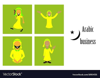 Assembly of flat icons on theme arabic business vector image