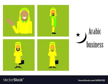 Assembly of flat icons on theme arabic business vector image