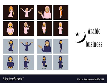 Assembly of flat icons on theme arabic business vector image