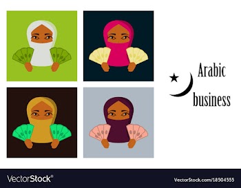 Assembly of flat icons on theme arabic business vector image