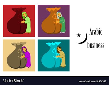 Assembly of flat icons on theme arabic business vector image