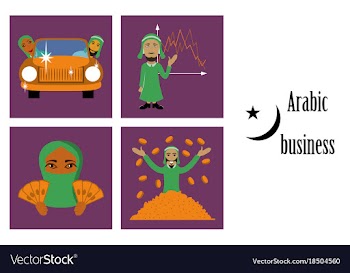 Assembly of flat icons on theme arabic business vector image