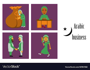 Assembly of flat icons on theme arabic business vector image