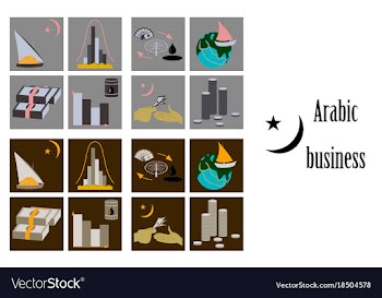 Assembly of flat icons on theme arabic business vector image