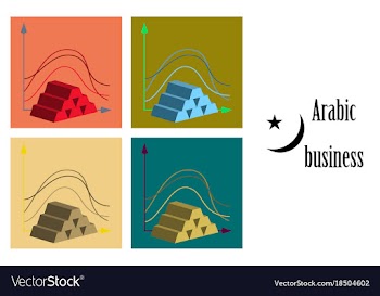 Assembly of flat icons on theme arabic business vector image