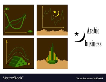 Assembly of flat icons on theme arabic business vector image