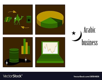 Assembly of flat icons on theme arabic business vector image