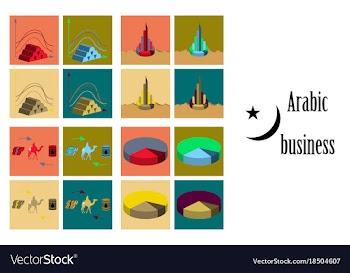 Assembly of flat icons on theme arabic business vector image