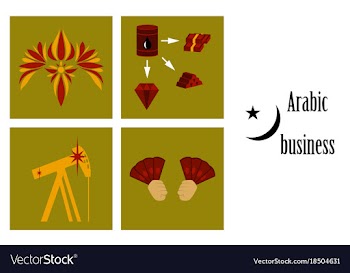 Assembly of flat icons on theme arabic business vector image