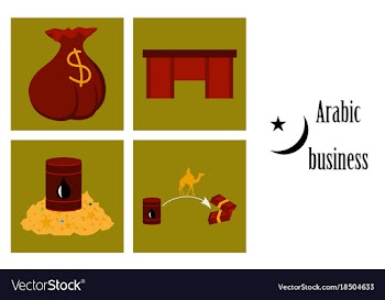 Assembly of flat icons on theme arabic business vector image