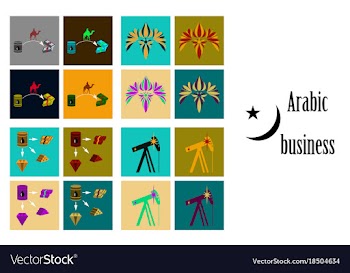 Assembly of flat icons on theme arabic business vector image