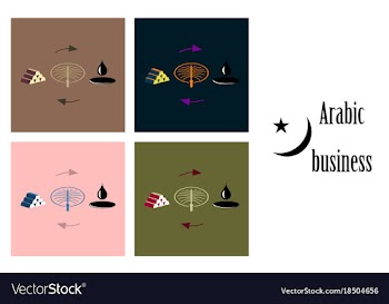 Assembly of flat icons on theme arabic business vector image