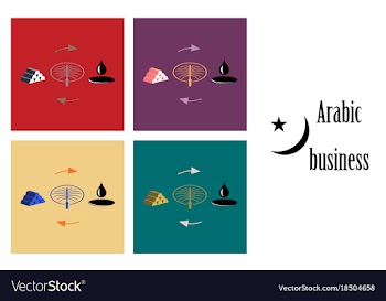 Assembly of flat icons on theme arabic business vector image