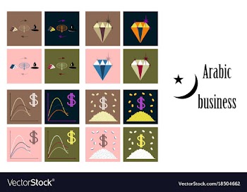 Assembly of flat icons on theme arabic business vector image