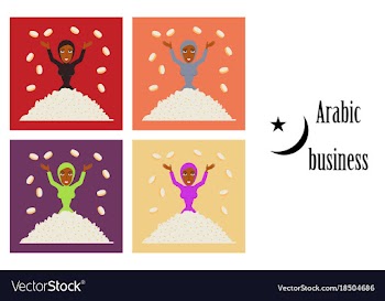 Assembly of flat icons on theme arabic business vector image