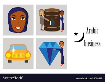 Assembly of flat icons on theme arabic business vector image