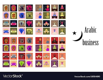Assembly of flat icons on theme arabic business vector image