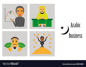 Assembly of flat icons on theme arabic business vector image