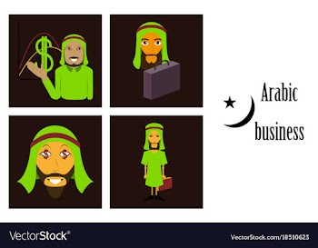 Assembly of flat icons on theme arabic business vector image