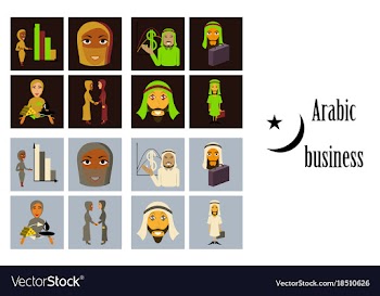 Assembly of flat icons on theme arabic business vector image