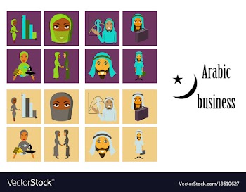 Assembly of flat icons on theme arabic business vector image