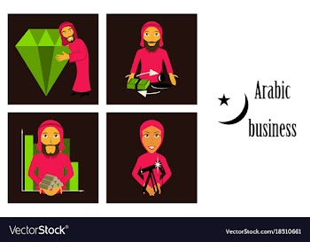 Assembly of flat icons on theme arabic business vector image