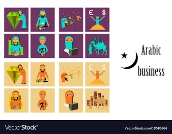 Assembly of flat icons on theme arabic business vector image