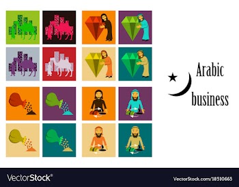Assembly of flat icons on theme arabic business vector image