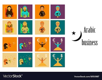 Assembly of flat icons on theme arabic business vector image
