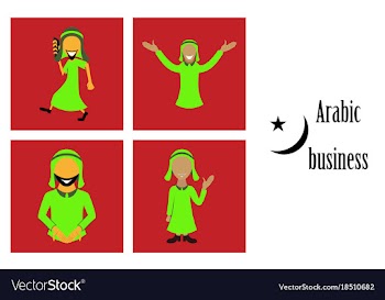 Assembly of flat icons on theme arabic business vector image