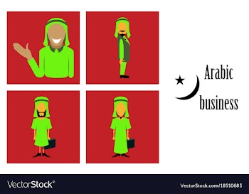 Assembly of flat icons on theme arabic business vector image