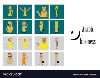 Assembly of flat icons on theme arabic business vector image