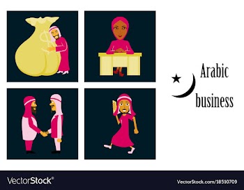Assembly of flat icons on theme arabic business vector image