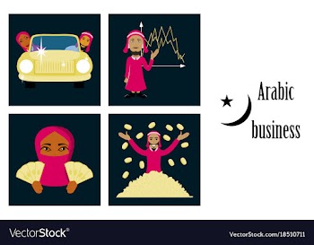 Assembly of flat icons on theme arabic business vector image