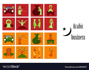 Assembly of flat icons on theme arabic business vector image
