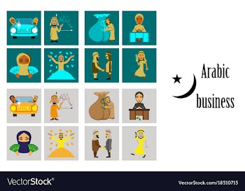 Assembly of flat icons on theme arabic business vector image