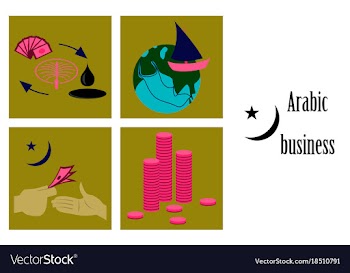Assembly of flat icons on theme arabic business vector image
