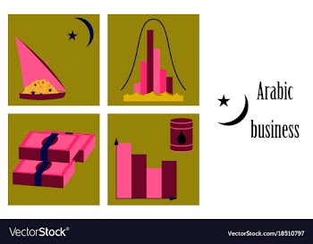 Assembly of flat icons on theme arabic business vector image