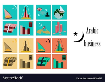 Assembly of flat icons on theme arabic business vector image