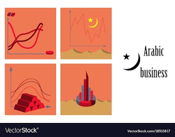 Assembly of flat icons on theme arabic business vector image