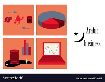 Assembly of flat icons on theme arabic business vector image