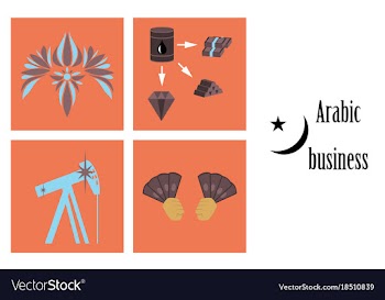 Assembly of flat icons on theme arabic business vector image